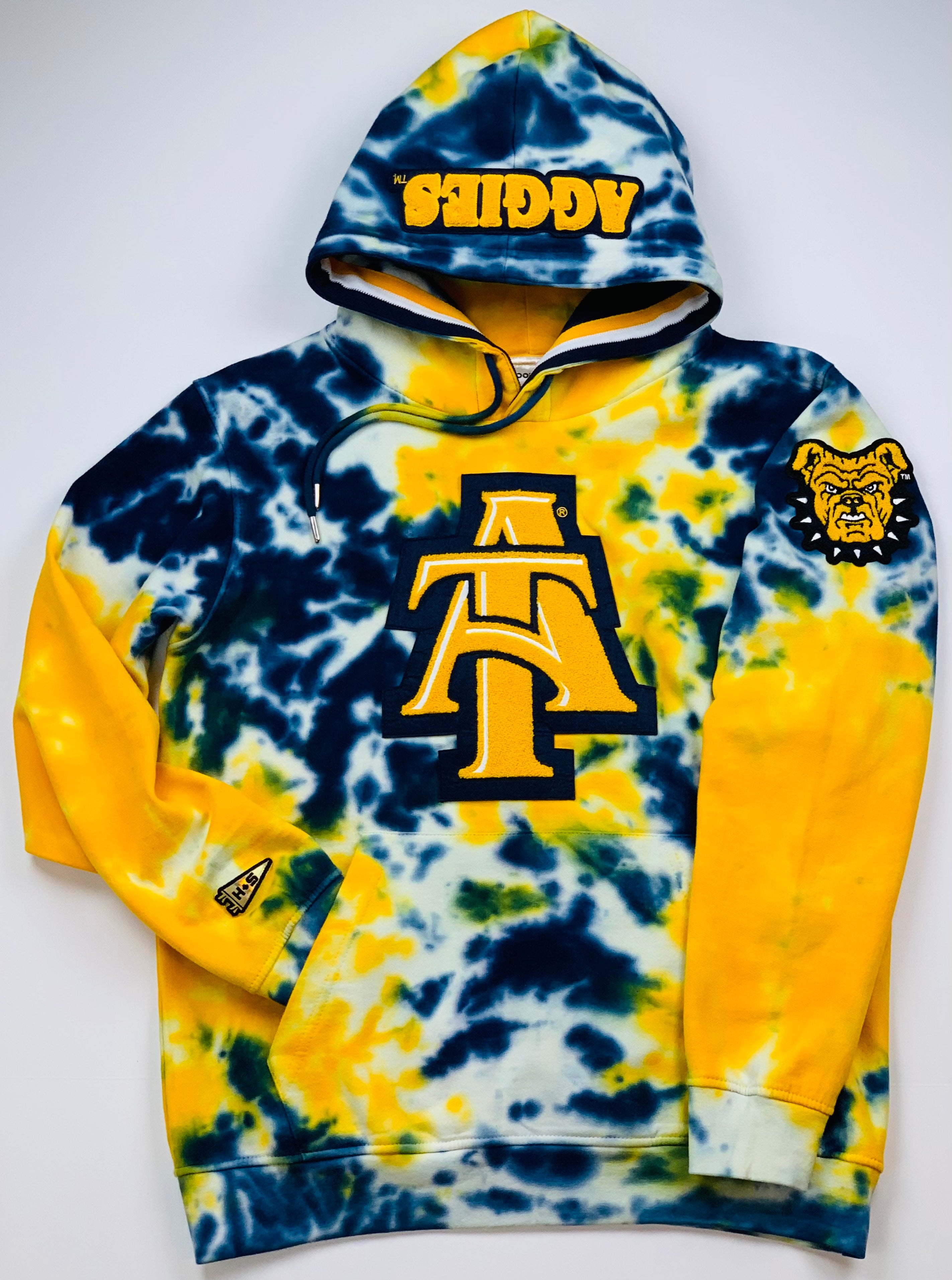 North Carolina A T Aggies Tie Dye Letterman Hoodie
