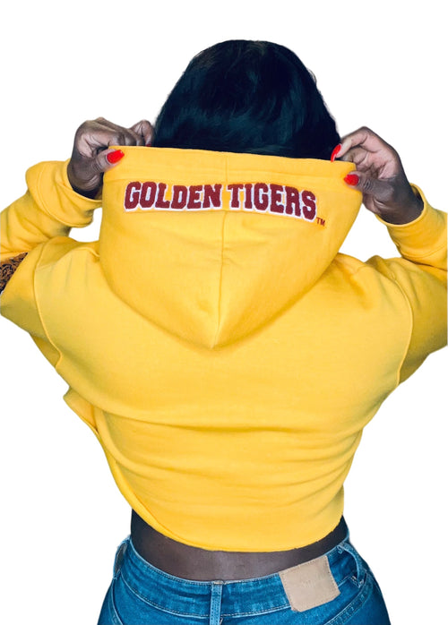 Tuskegee Golden Tigers Cropped Letterman Hoodie