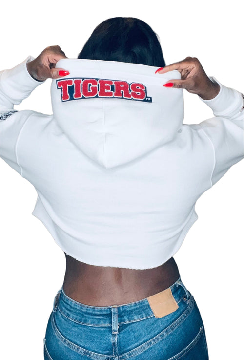 Jackson State Tigers Cropped “J State” Letterman Hoodie (Red “J” Logo)